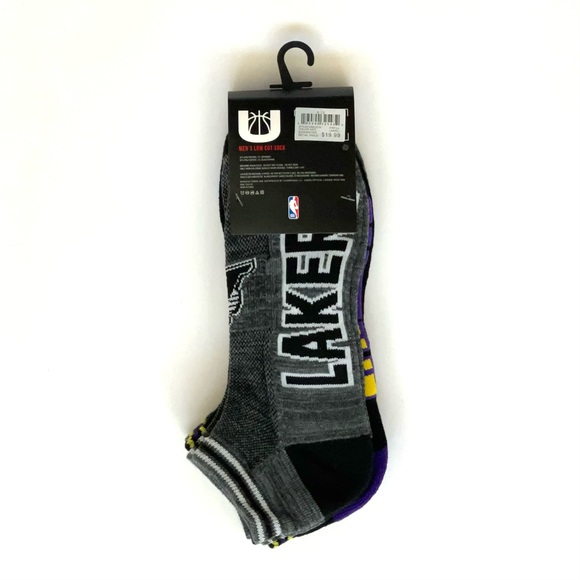 NBA Los Angeles LA LAKERS Low Cut Socks 3-Pair Men's SIZE 6-12 Grey Purple NWT - Picture 5 of 8